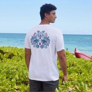 Reyn Spooner White and Blue Graphic Men's Shirt Size 2XL
